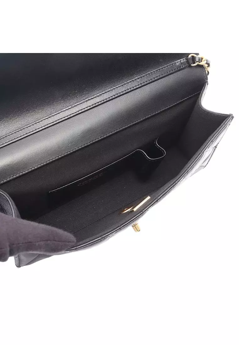 Pre-Loved Chanel Cc Quilted Lambskin East West Single Flap