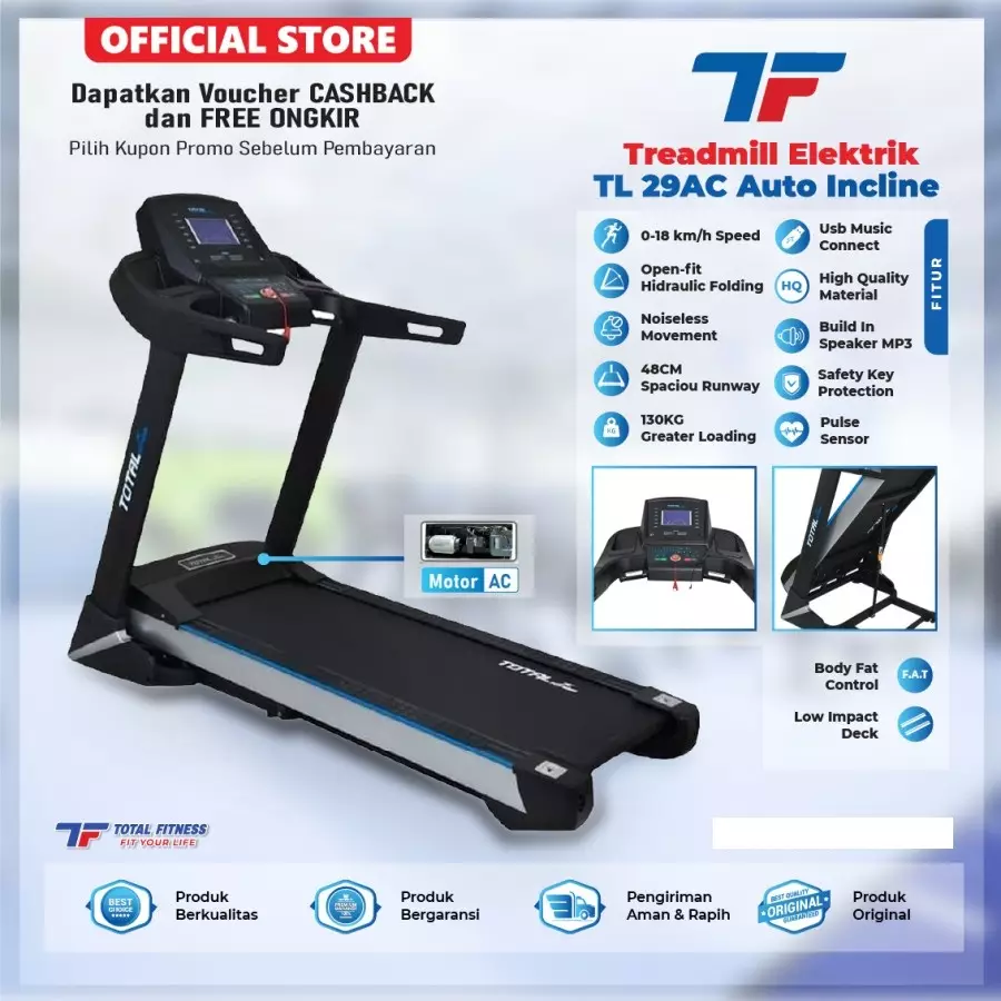 Jual Total Health Gym TOTAL GYM New Alat Olahraga Gym Fitness Walking Pad Smart Treadmill