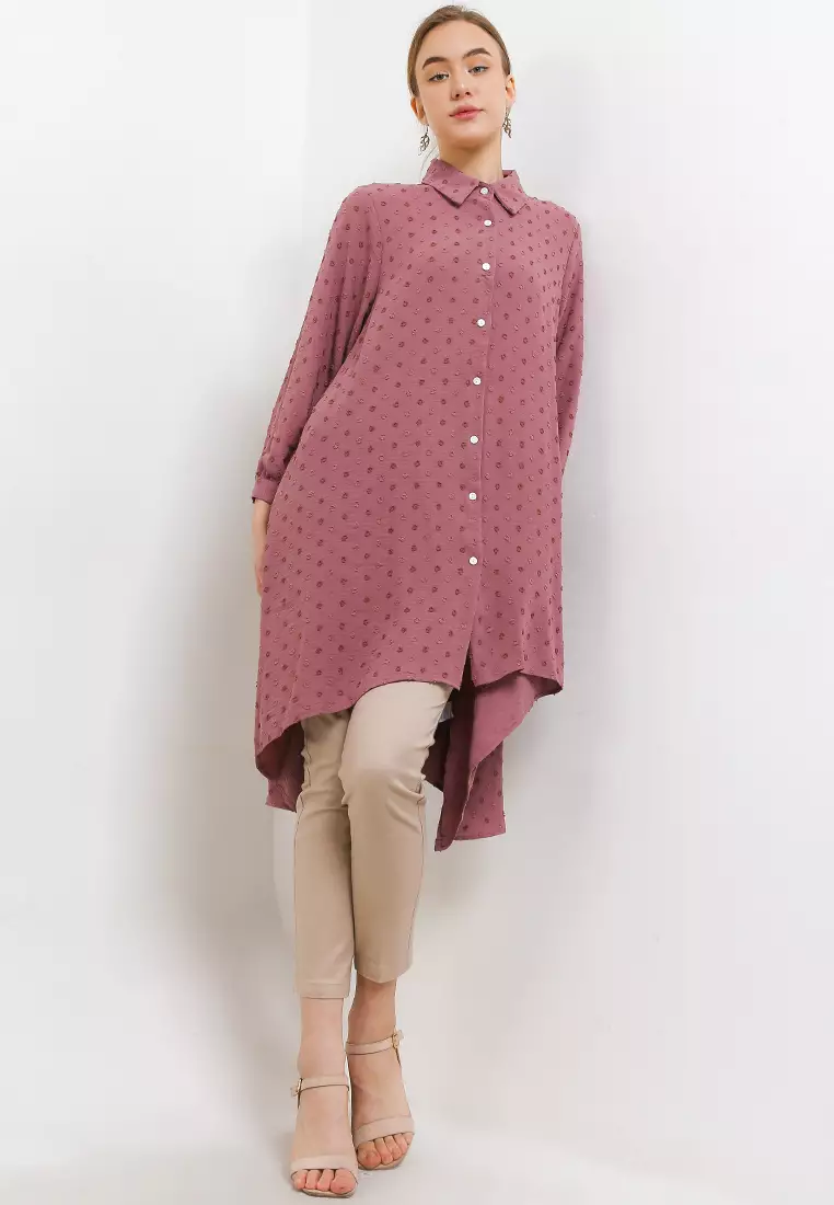 Dotted Hi Lo Shirt Dress