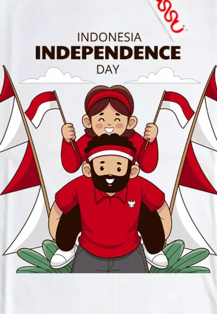 OSSU Father and Daughter Celebrate Indonesia Independence Day White Tshirt