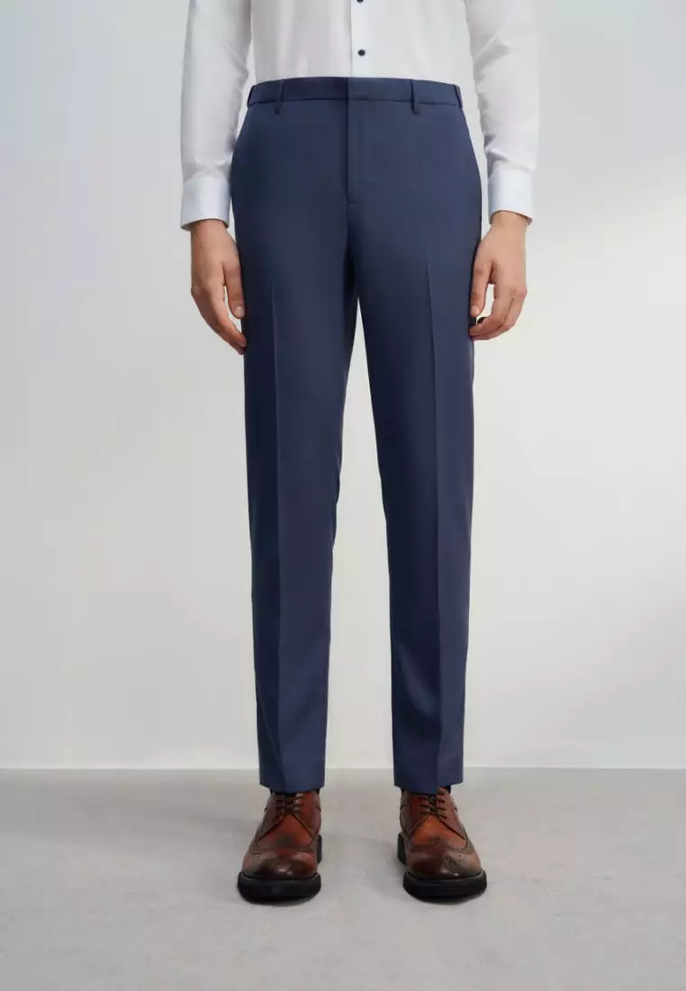 Teflon Smart Fit Twill Suit Pants with Elastic Waist Band