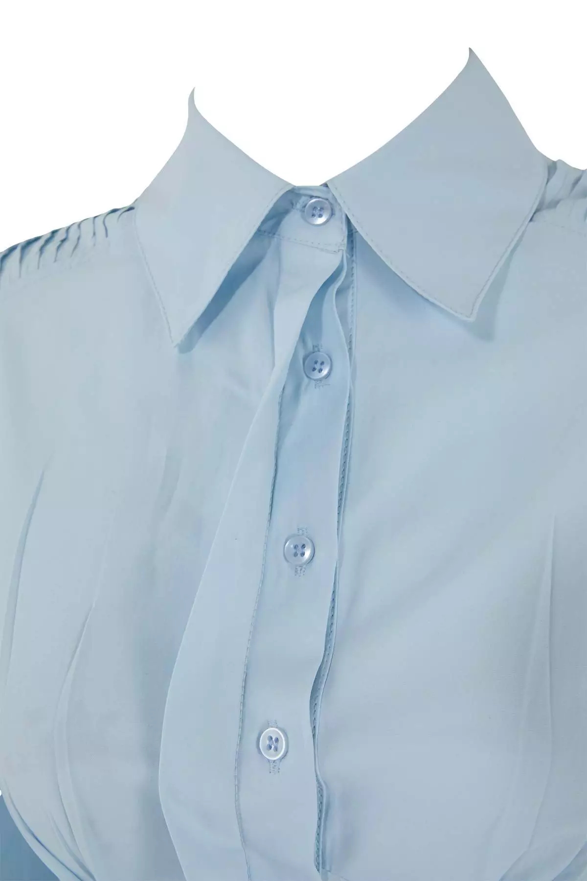 Light Blue Fitted Balloon Sleeve Fitted/Waist-Fitting Cotton Pack Shirts Tctss26Tg00015