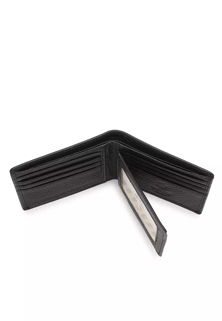 Genuine Leather RFID Short Wallet - Black