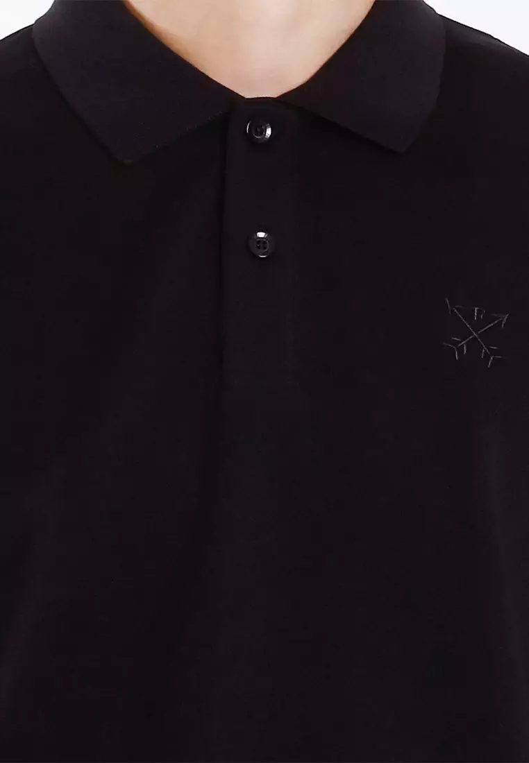 Forest Mens Stretchable Cotton Slim Fit Polo Tee - 23961-01Black