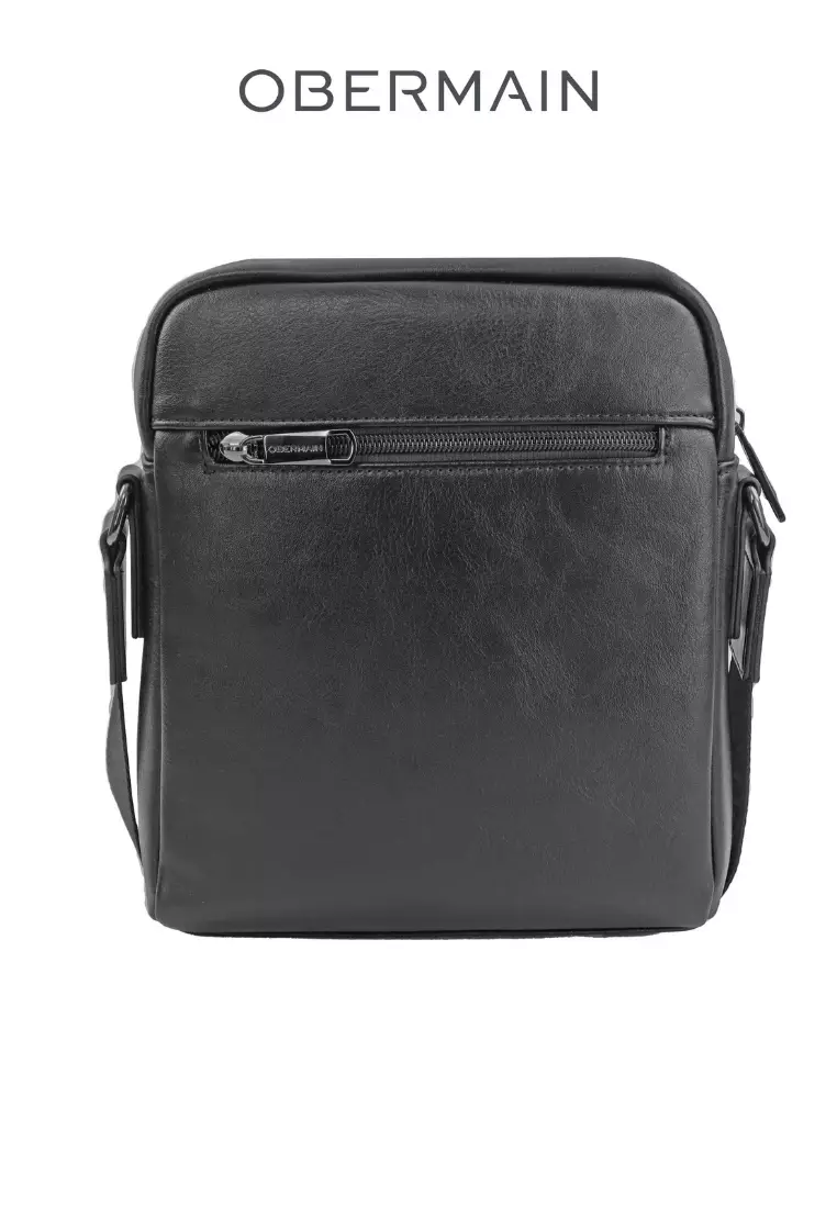 Men's Sling Bag Synthetic Leather Black