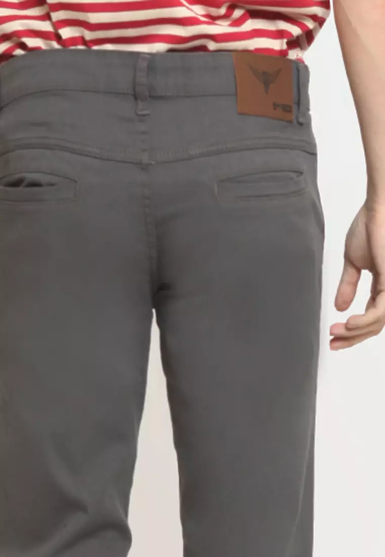 2Nd RED Long Pants Chinos Slim Fit Premium Quality Grey ZA523