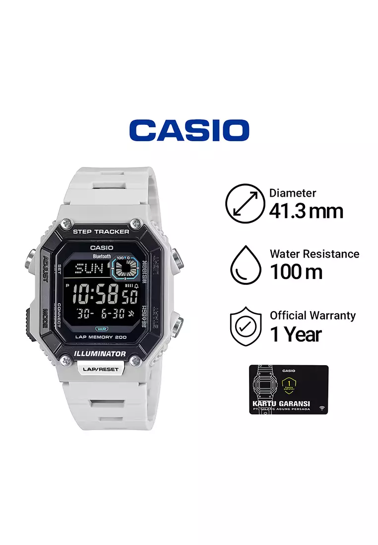 Casio Standard Series - Jam Tangan Digital Pria - White Resin Band - WS-B1000-8BV