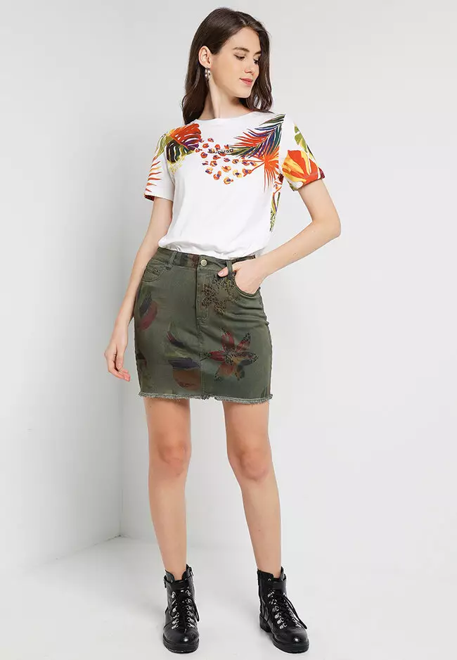 Buy Desigual Floral Camouflage Mini Skirt in Verde Topo 2024