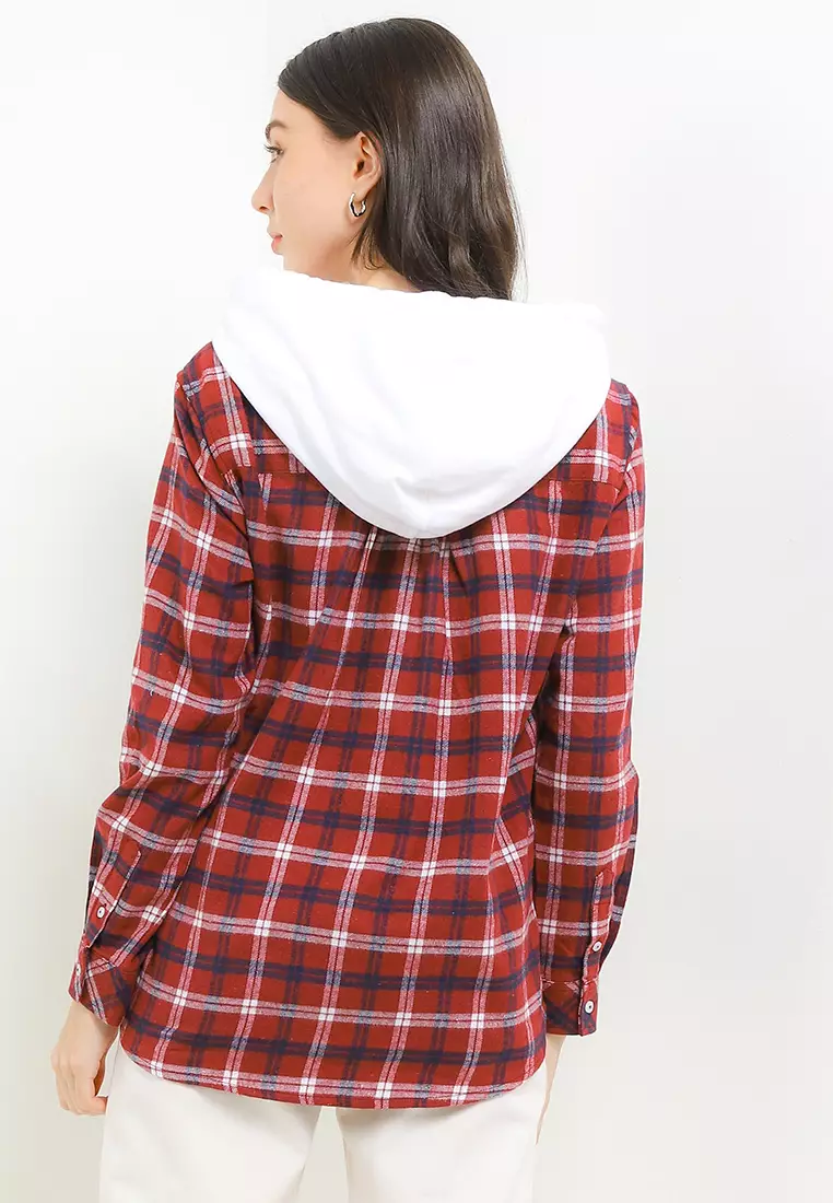 90S Hlola Flannel Shirt With Hoodie