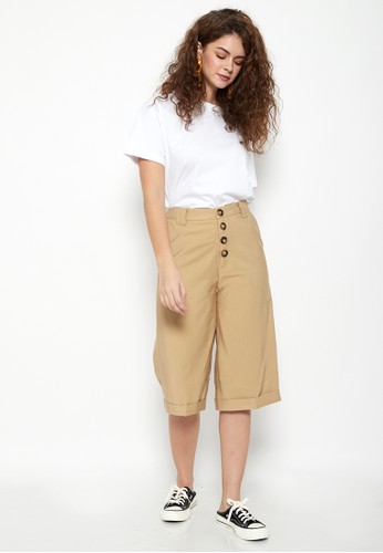 Jual Odiva  Woman JOVIE BUTTON CULOTTES CAMEL Original 