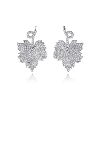Glamorousky white Fashion and Elegant Leaf Cubic Zirconia Stud Earrings ADE2BACDFDA592GS_1