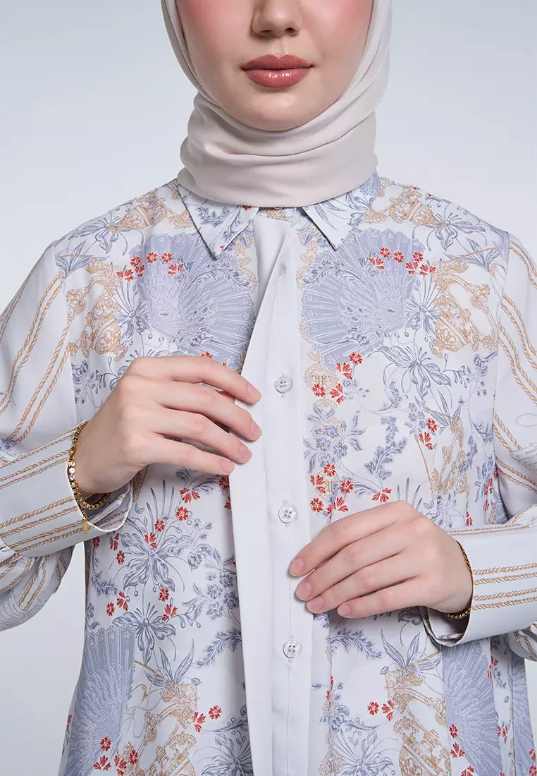 Kami Kemayu Bishop Sleeve Top Ash Blue