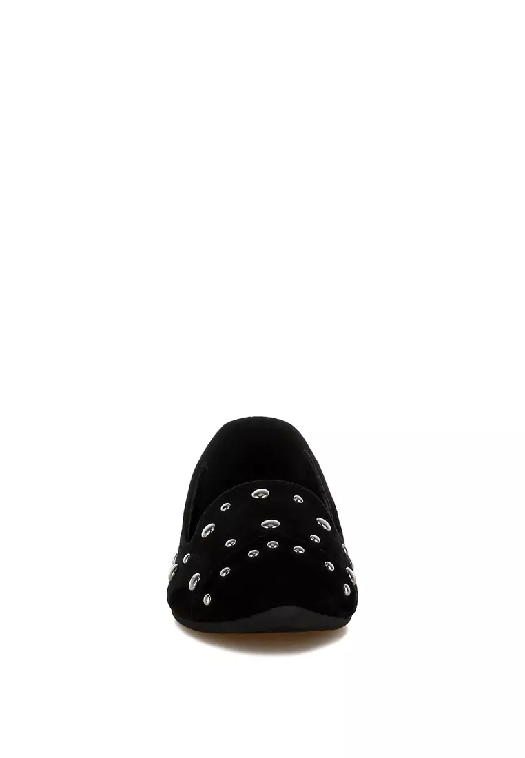 Stud Embellished Ballet Flats in Black