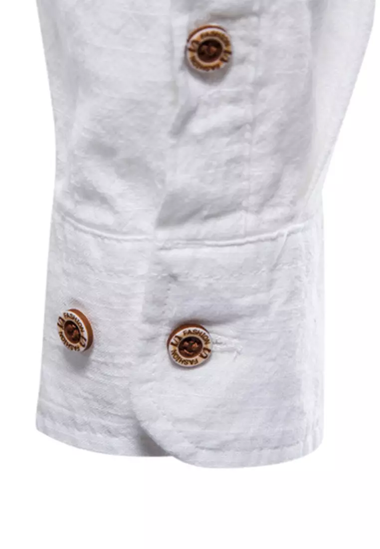 Slim Cotton-Flax Long Sleeve Shirt AX71