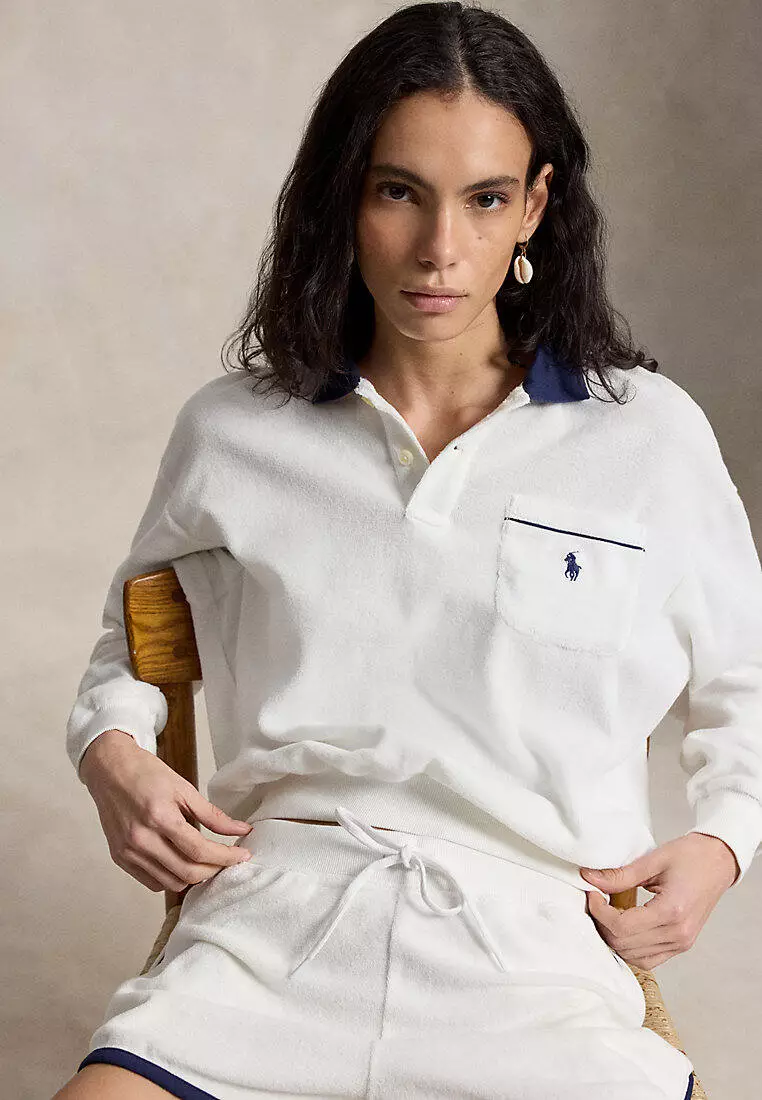 Terry Long-Sleeve Polo Shirt