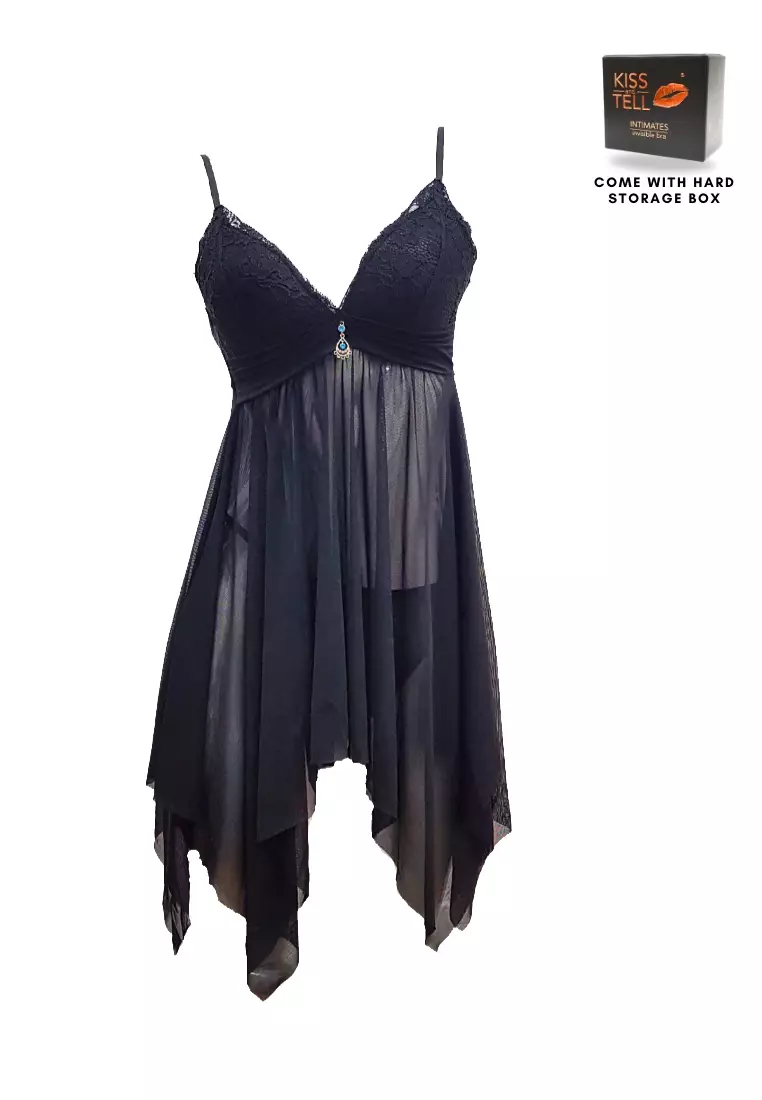 線上選購Kiss & Tell Premium Elvira Lingerie Corset Night Gown Nighties Teddy in  Black
