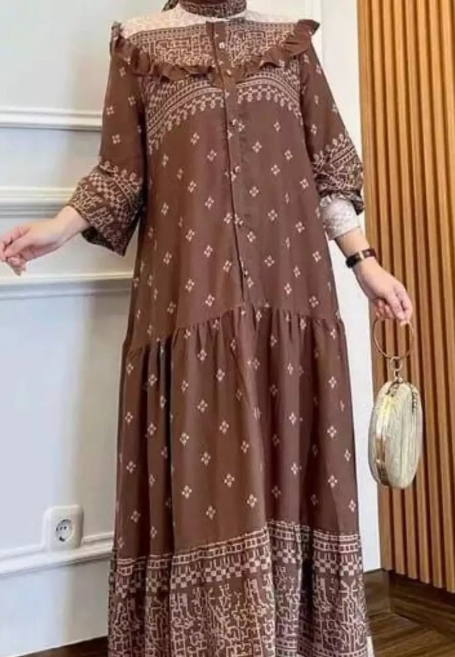 Dress | Long Dress | Gamis Vaisa Coklat Setelan Hijab Modern Premium RS.MYA