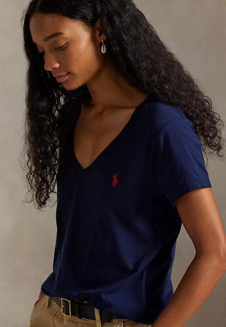 Polo Ralph Lauren Women Cotton Jersey V-Neck Tee