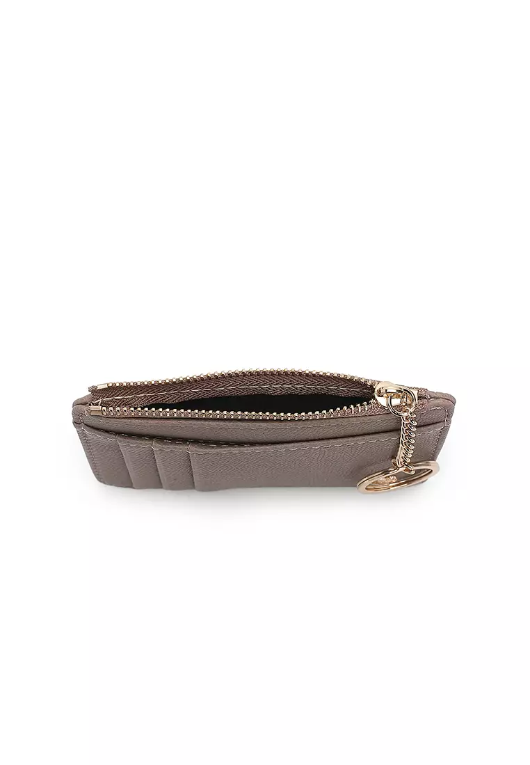 Women's Card Holder With Coin Compartment - Dark Beige