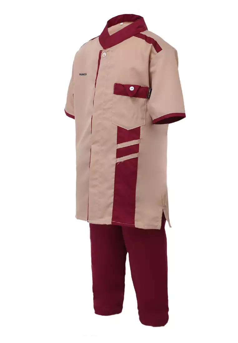 Jourell Setelan Koko Anak Laki-laki Motif Polos Childrens Shirt Lengan Pendek Material Cotton ORIGINAL - Cream