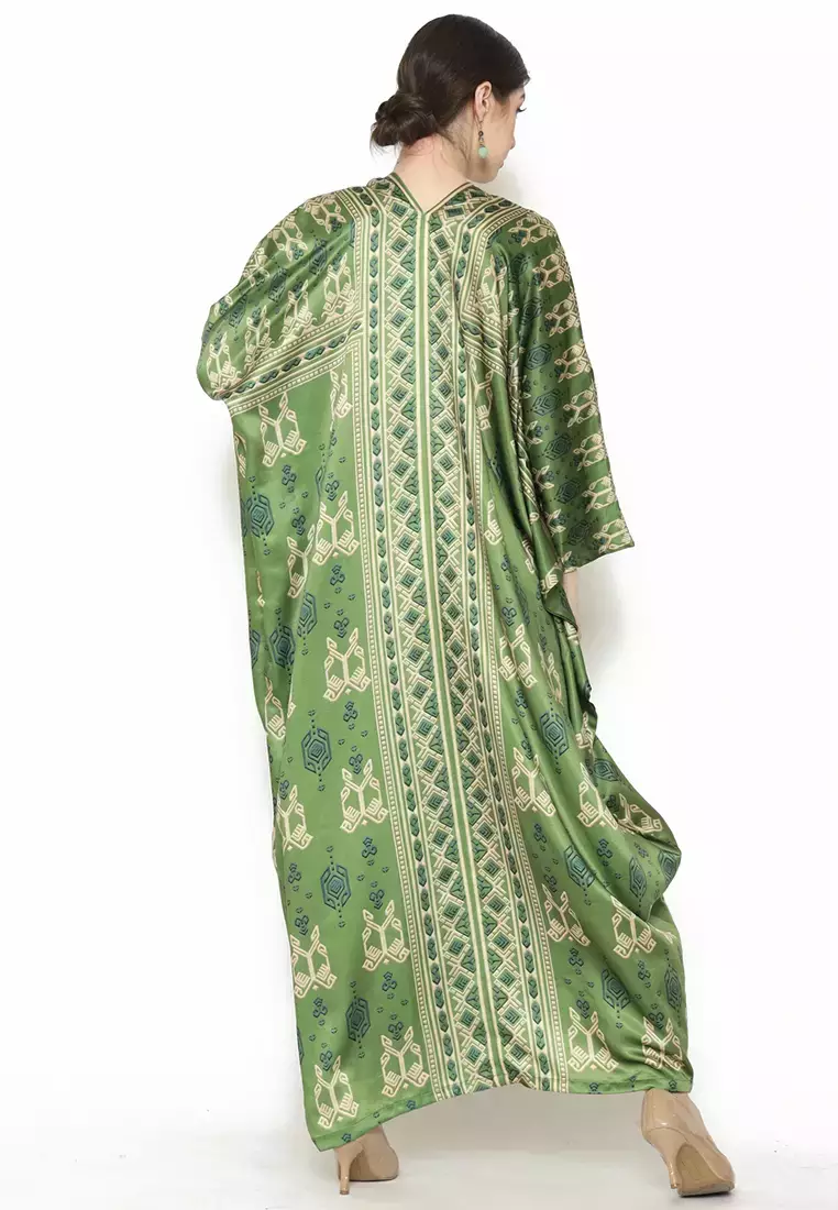 Kanzi Long Sleeve Pink Geometric Kaftan