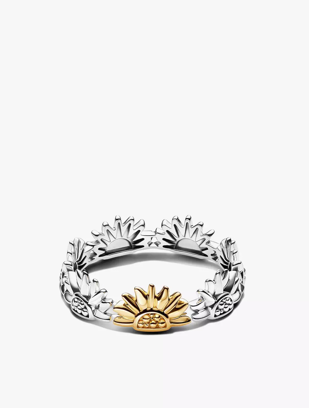 Sunflower Sterling Silver and 14K Gold-Plated Ring - 52