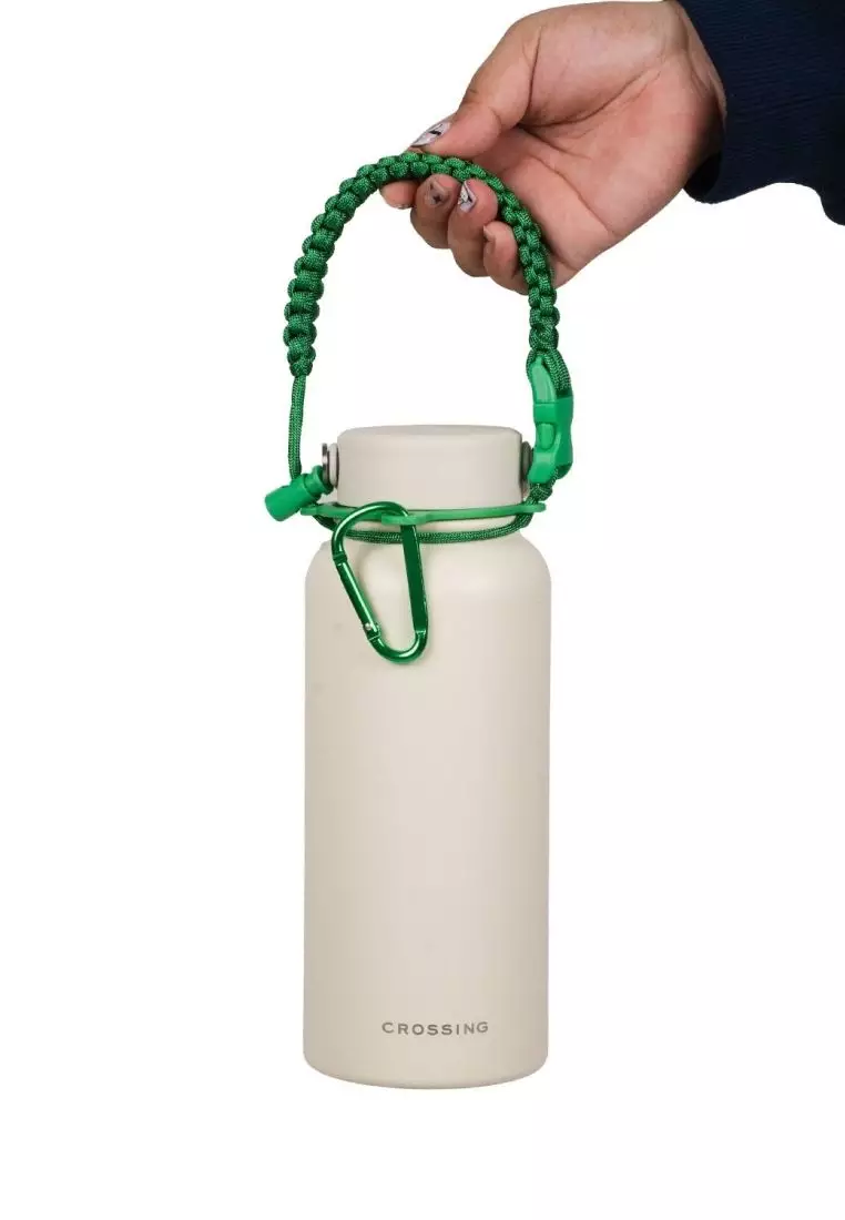 Crossing Paracord Bottle Carrier Strap with Carabiner - Bright Green