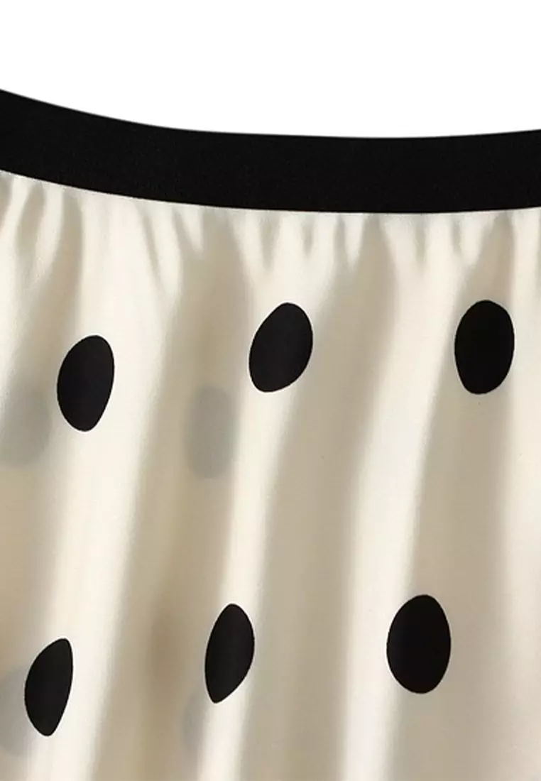 Polka Dot Silk Satin Skirt AF9830
