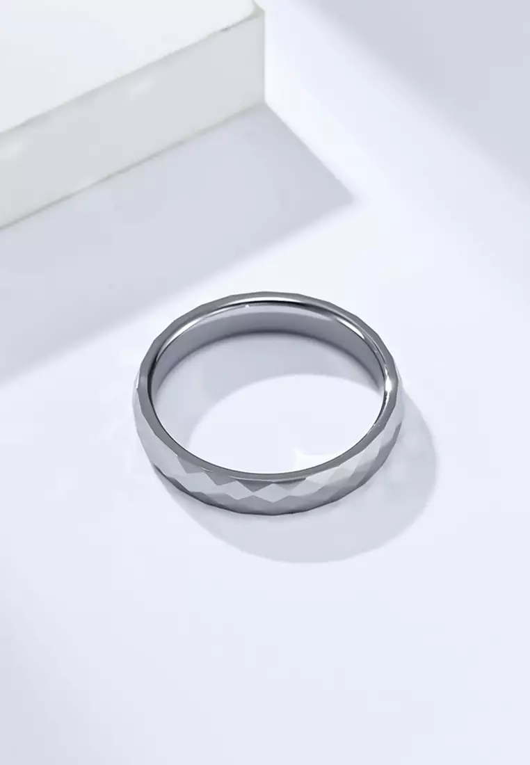Rhombus Surface Tungsten Carbide Ring JW QF-035