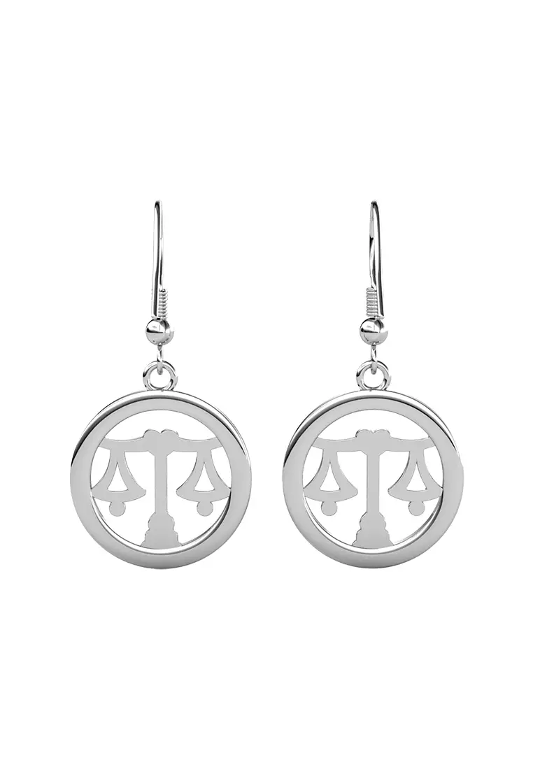 Horoscope Circlet Hook Earring LIBRA WG  - Anting Crystal Swarovski by Her Jewellery