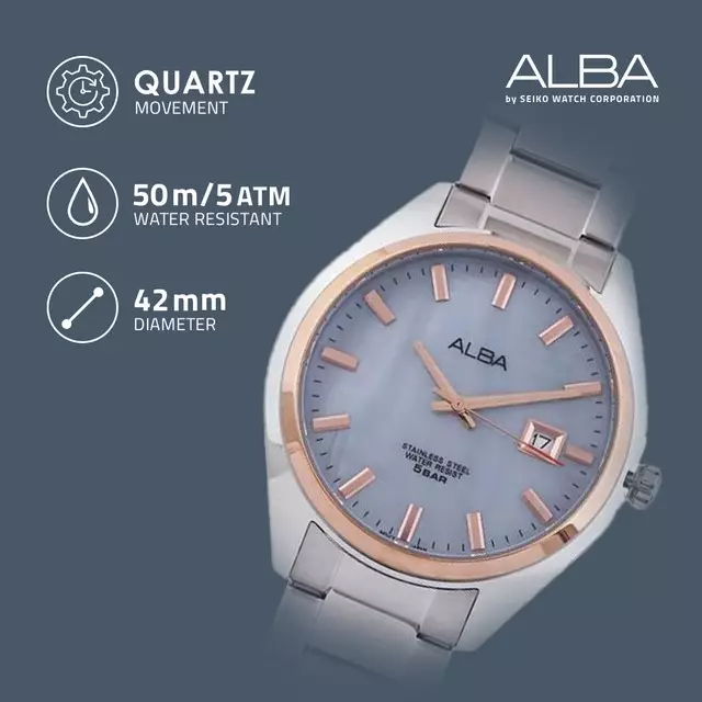 ALBA AS9F26X1 Rantai Full Silver Cowok