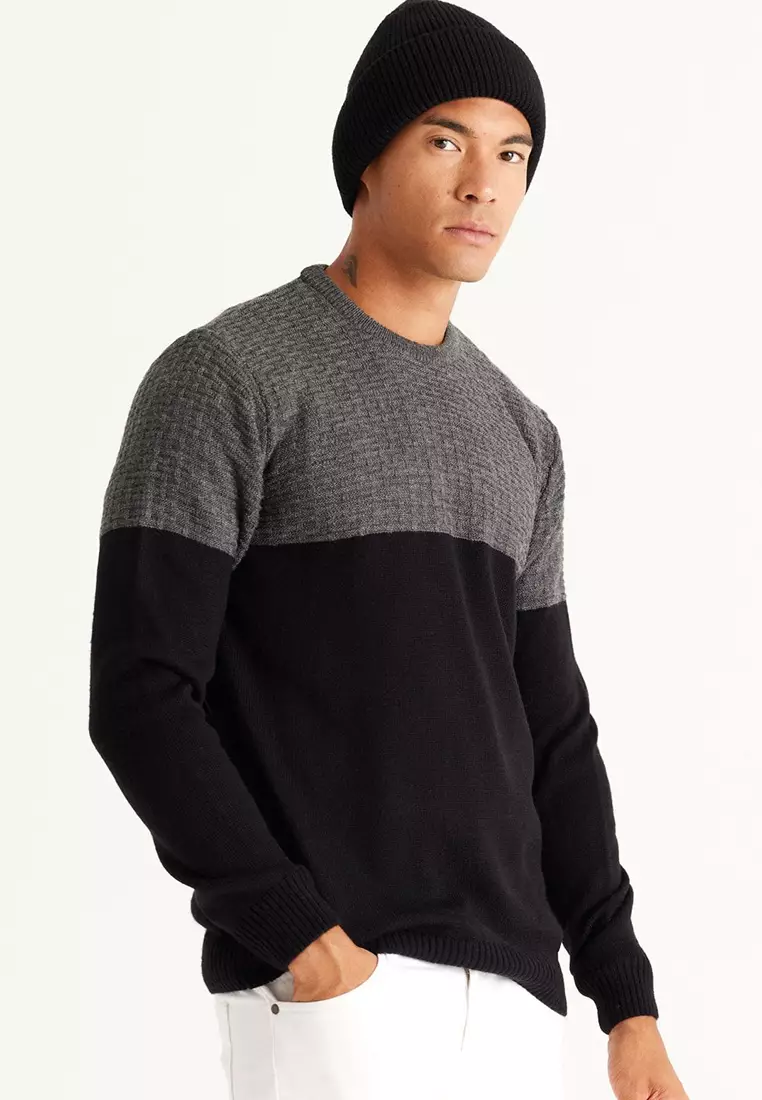 Crew Neck Patterned Knitwear Sweater