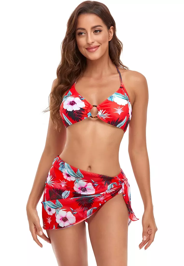 Red sales mesh swimsuit