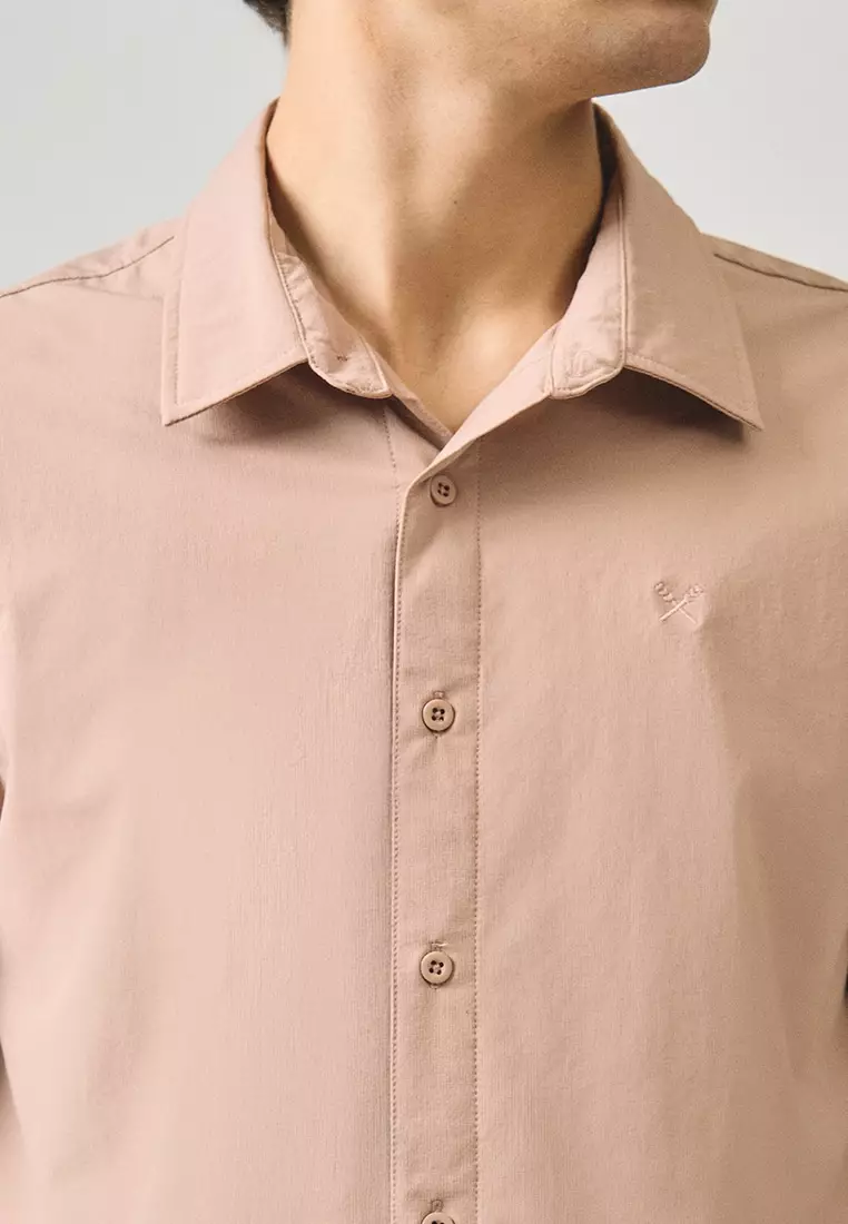 Regular Fit Short Sleeve Shirt In Stretch Woven Fabric