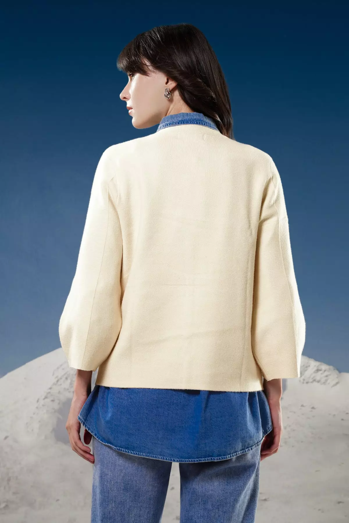 Benang Jarum - Gia Knit Puffy Blouse - Cream