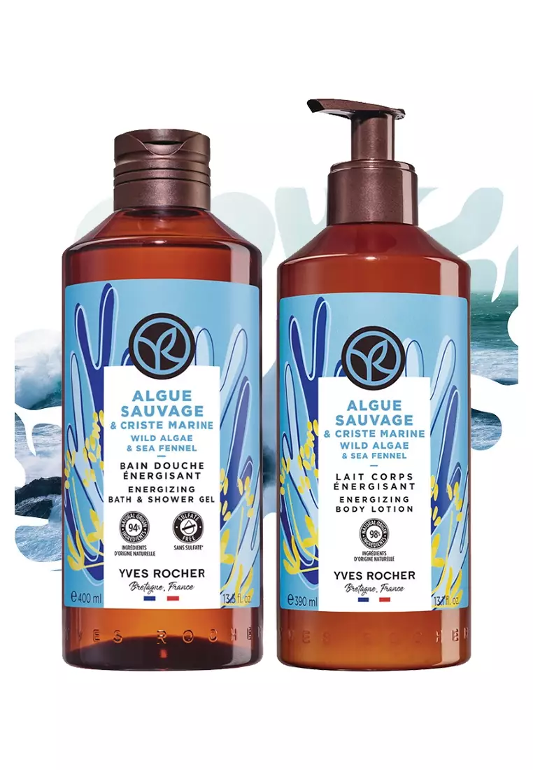 Wild Algae & Sea Fennel Body Wash Shower Gel 400ml and Lotion Moisturizer Bundle 390ml Scented Long Lasting
