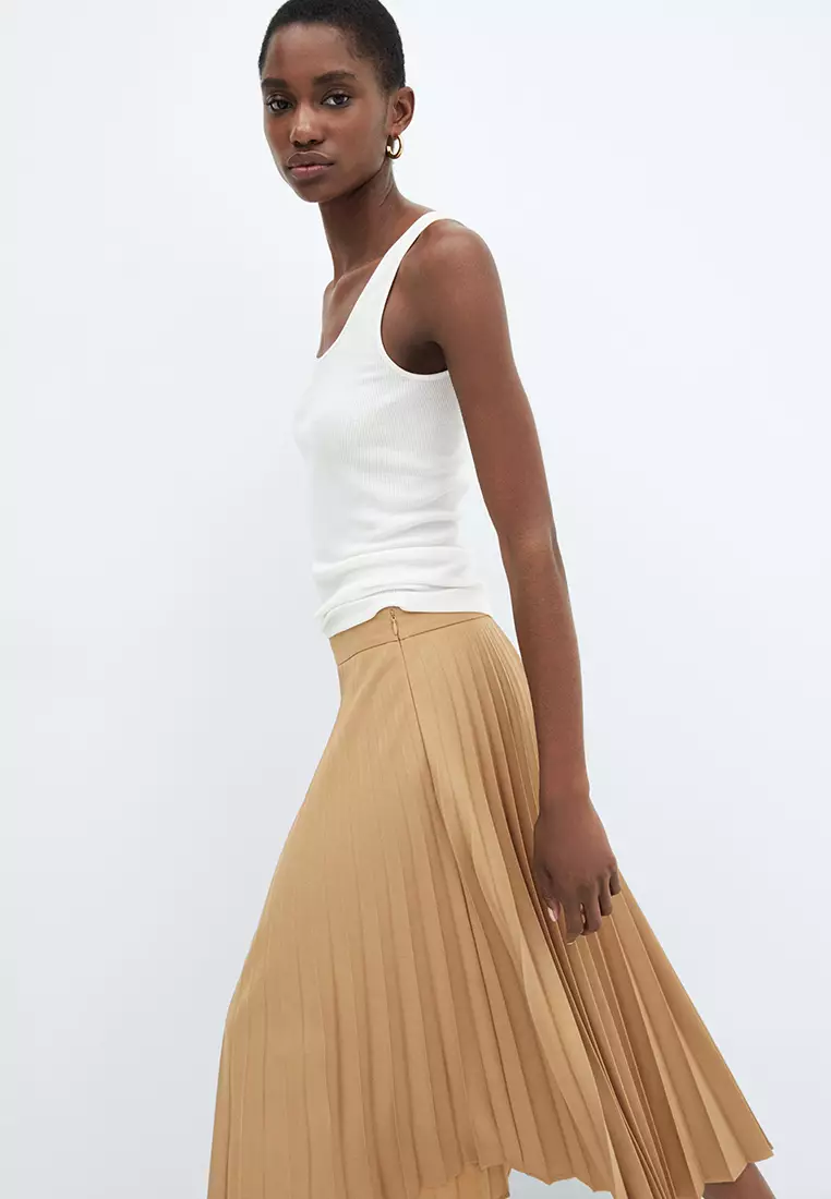 Pleated midi 2024 skirt mango