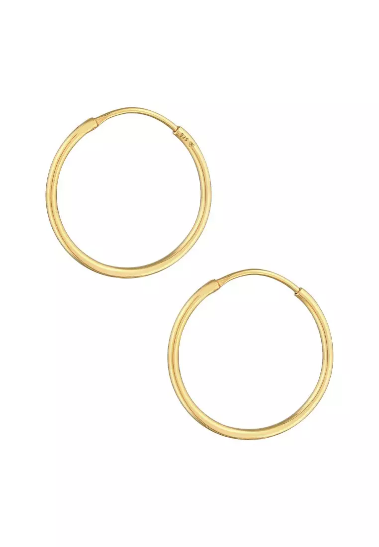 Anting Perhiasan Perak 925 Wanita Creoles Round Basic Classic Gold Plated