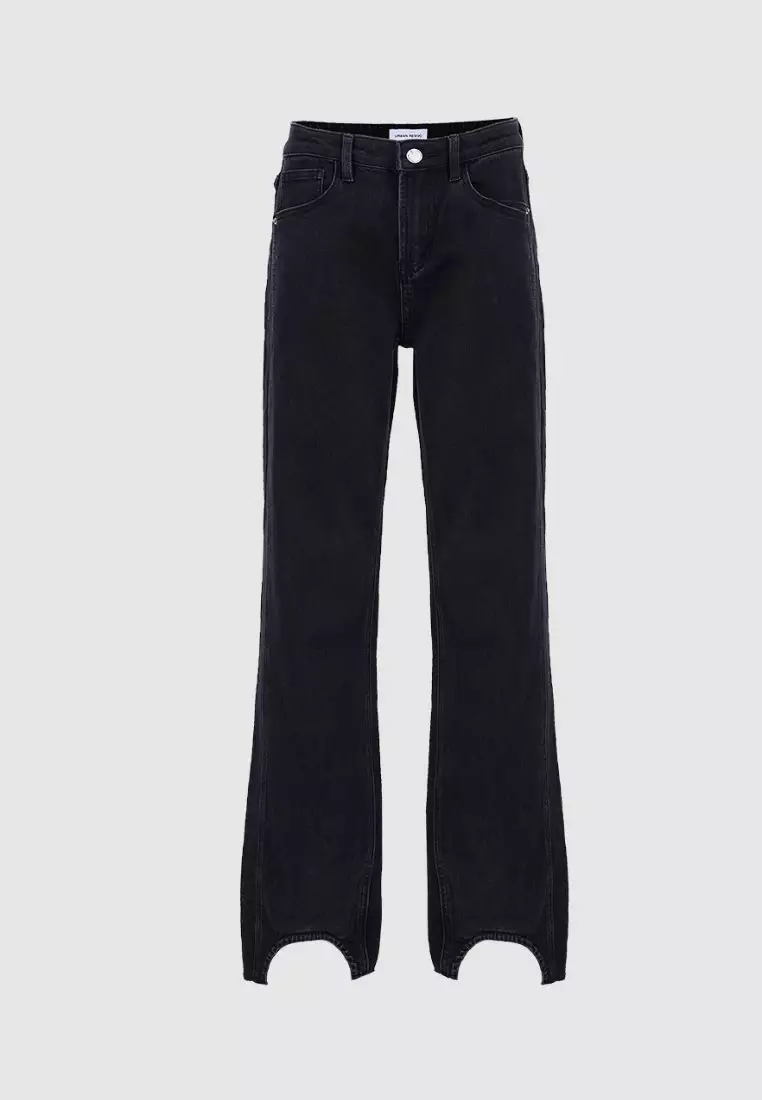 Asymmetrical Hem Straight Jeans