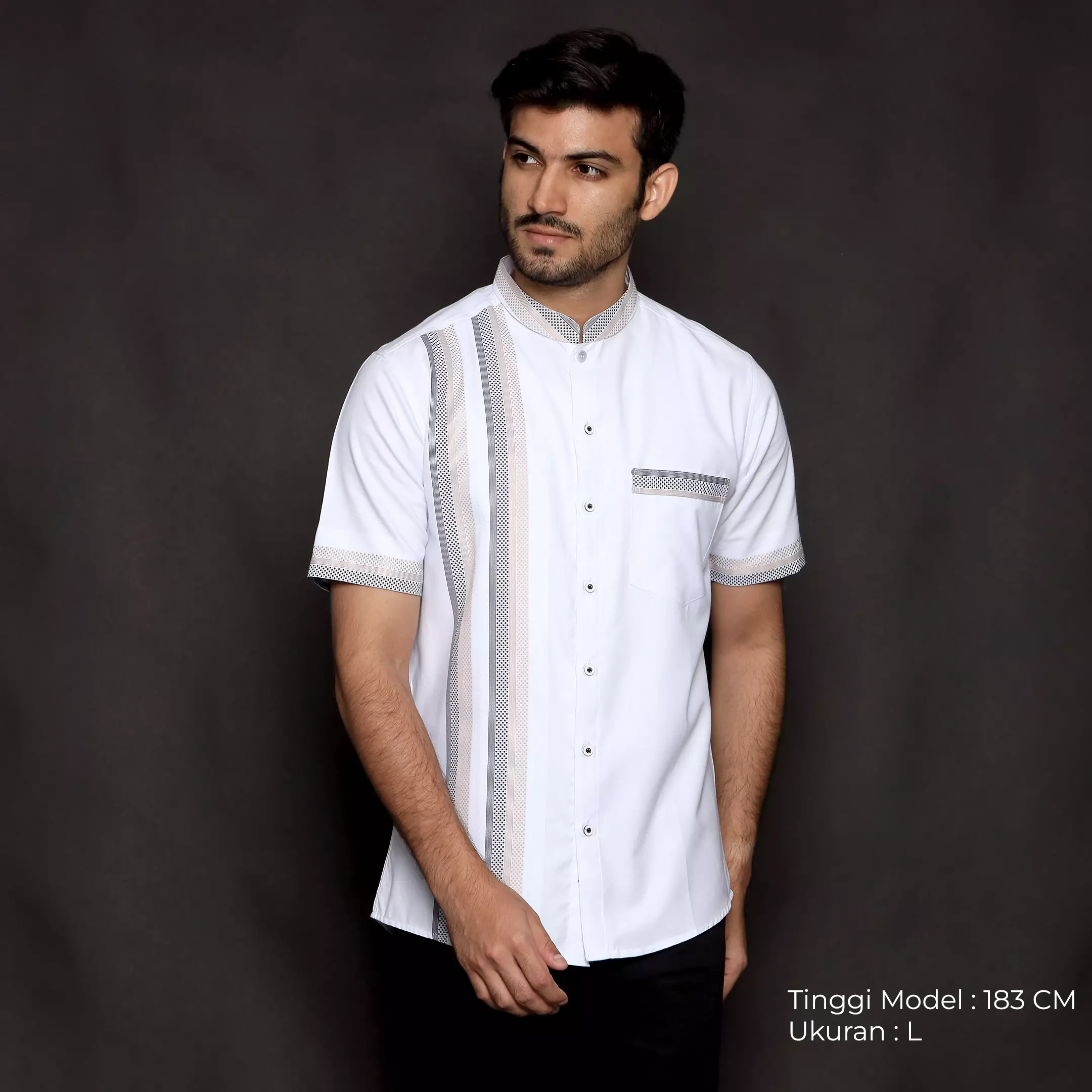 Casella Baju Koko Pria Lengan Pendek Exclusive | Baju Koko Azhar Lengan Pendek 4074 White