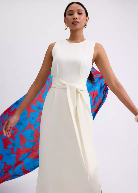 Dress Wanita - Poppy Round Neck Column Midi Dress