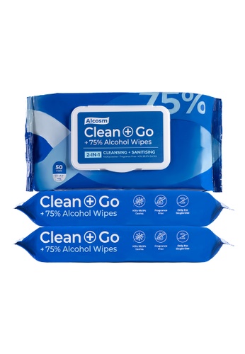 Alcosm Alcosm 75% Alcohol Wipes, 50 Wipes - 3 pack 7571CESB74BC97GS_1