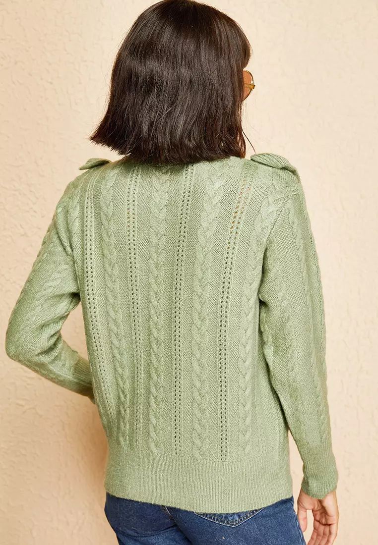 Openwork Ruffled Sweater