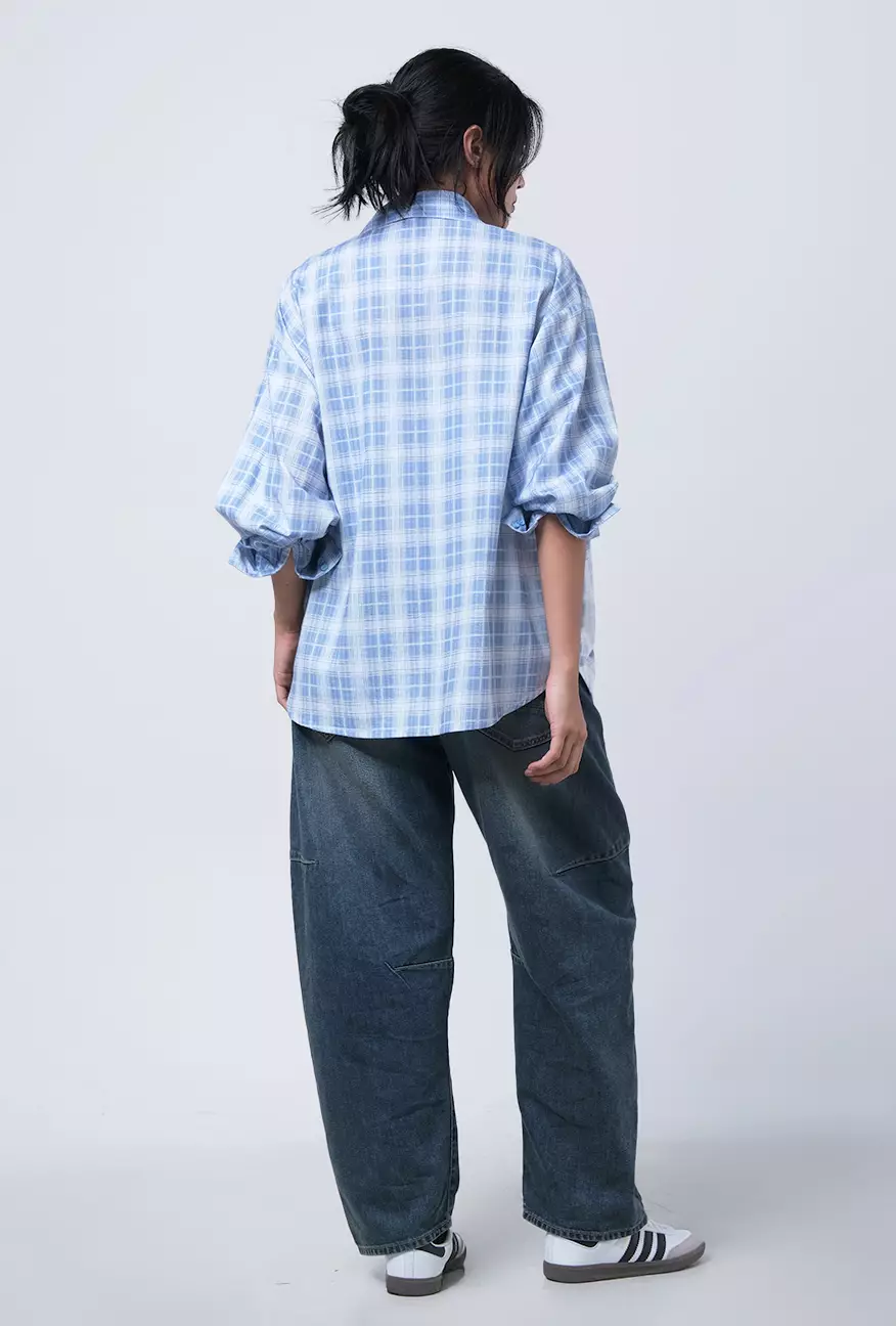 Kemeja Wanita Thinesa Blue White