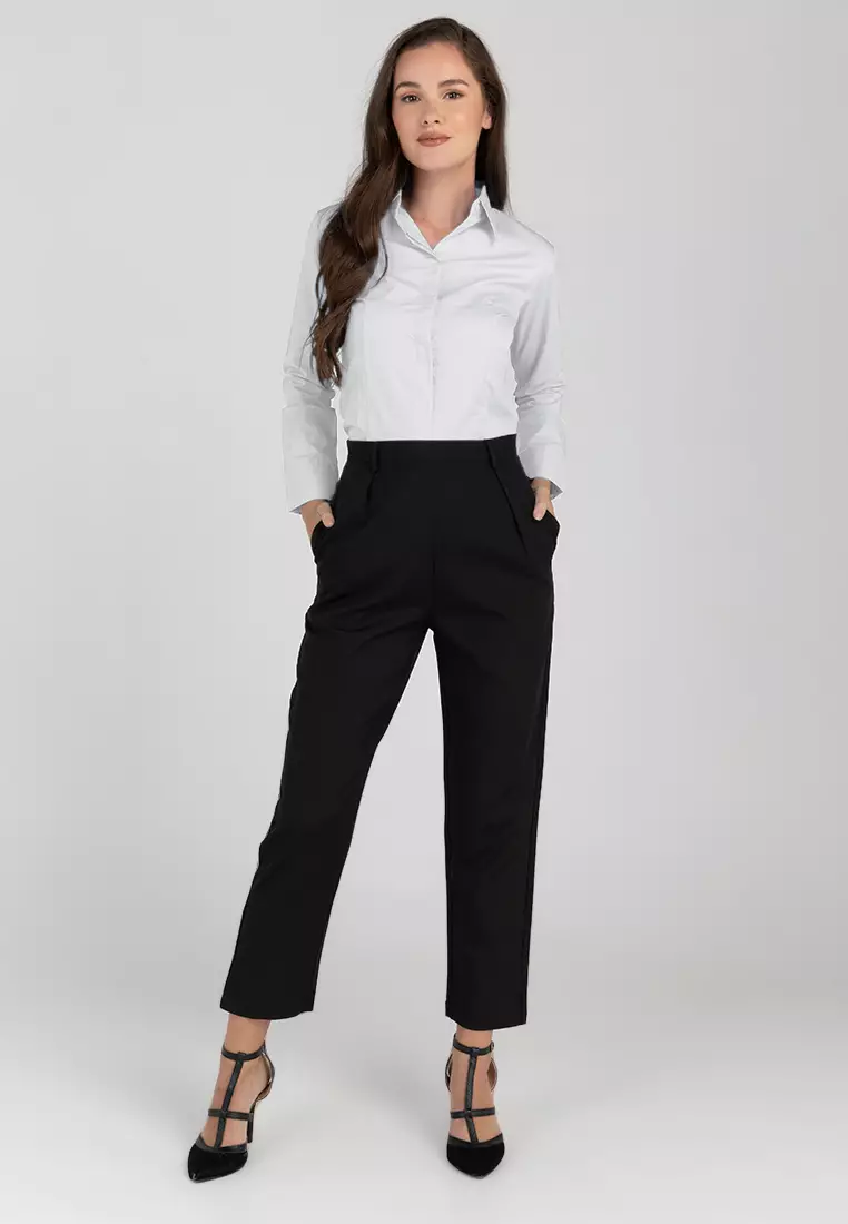 Della Pinstripe Long Sleeve Office Blouse