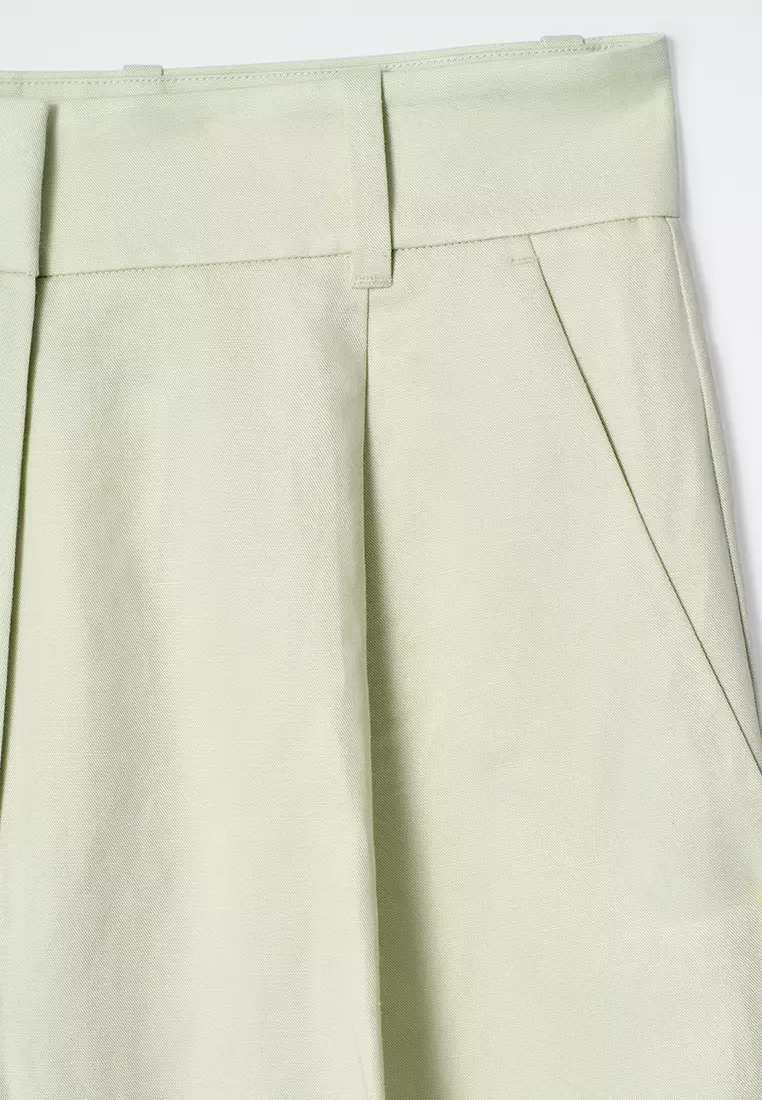 Relaxed Linen-Blend Wide-Leg Trousers