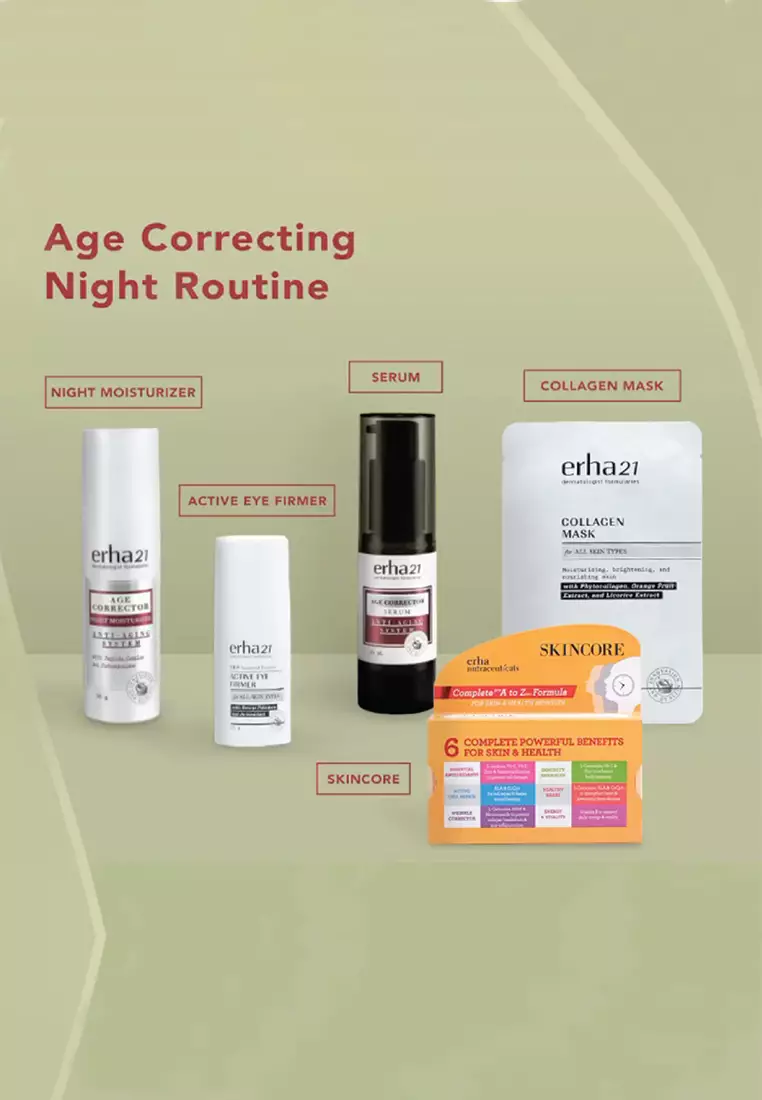 ERHA Age Corrector Serum Peptides & Soya Phytoplacenta for Well-Aging | Mengurangi Garis Halus Kerutan | Melembabkan | Boost Kolagen | Mencerahkan Flek Hitam | Glowing Plumpy | Anti Aging | Kenyal Kencang Cerah