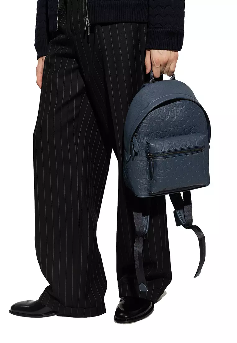 Charter Backpack 24 In Signature Leather Denim CH762