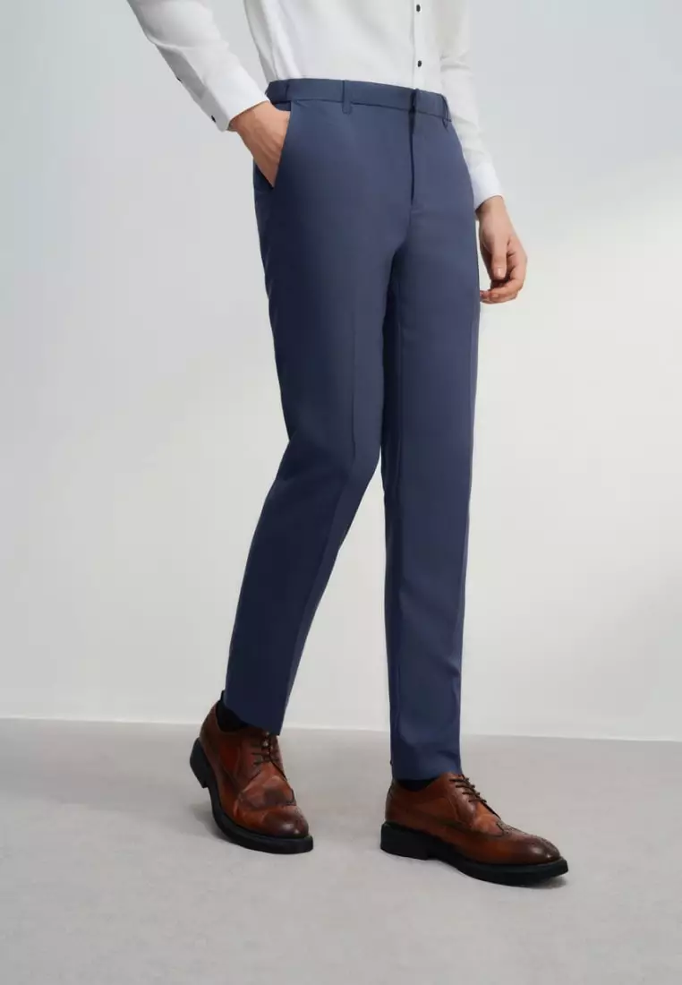 Teflon Smart Fit Twill Suit Pants with Elastic Waist Band