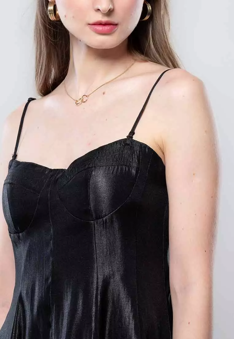 Orivelle Sleeveless Satin Dress with Adjustable Strap